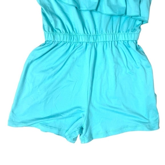 BCBG Girls Teal Ruffle Shoulder Romper - Size 7/8 - Picture 3 of 9